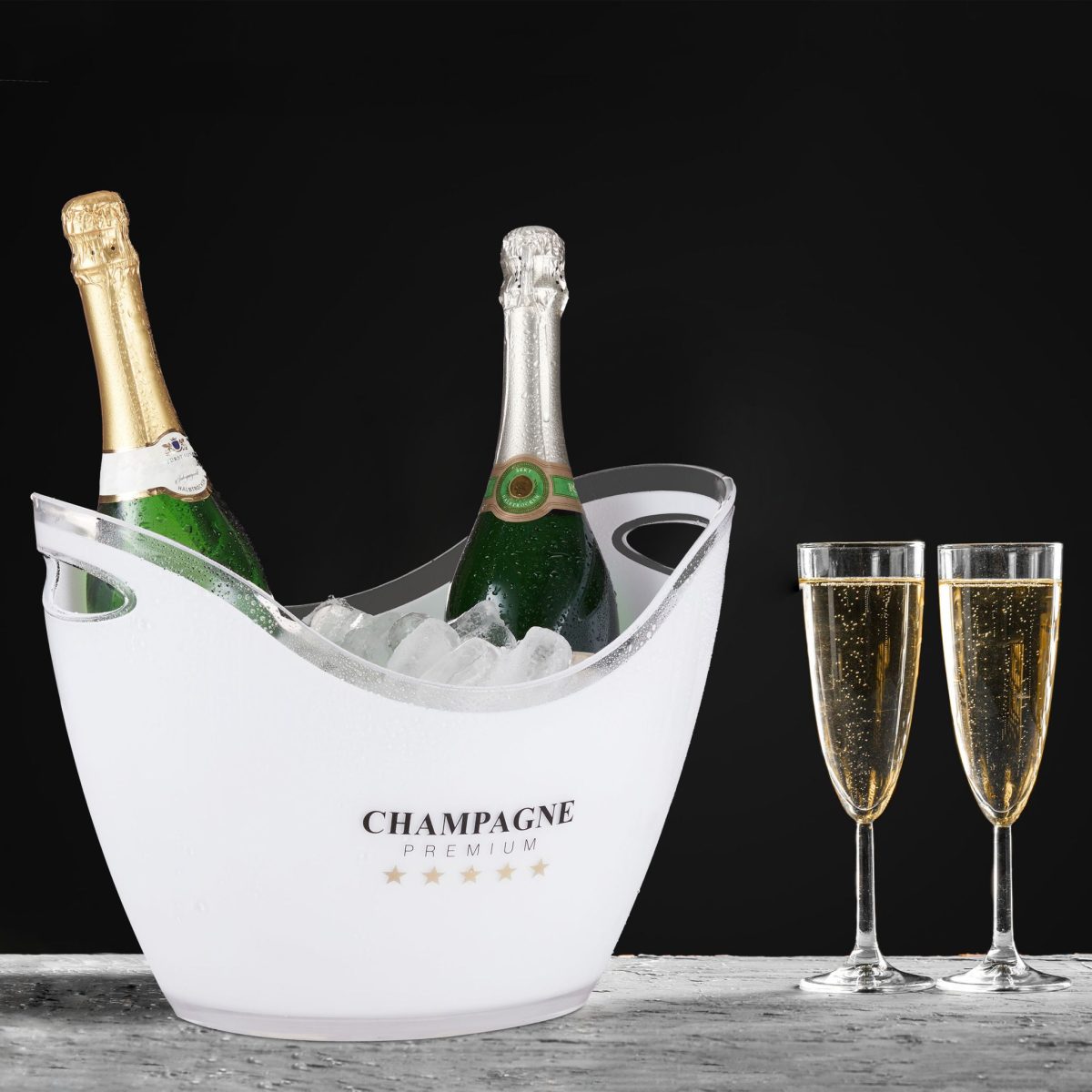 Frapiera sampanie si vin, manere transport, 6 l, 25,5 x 34,5 x 26 cm, alb - imagine 2
