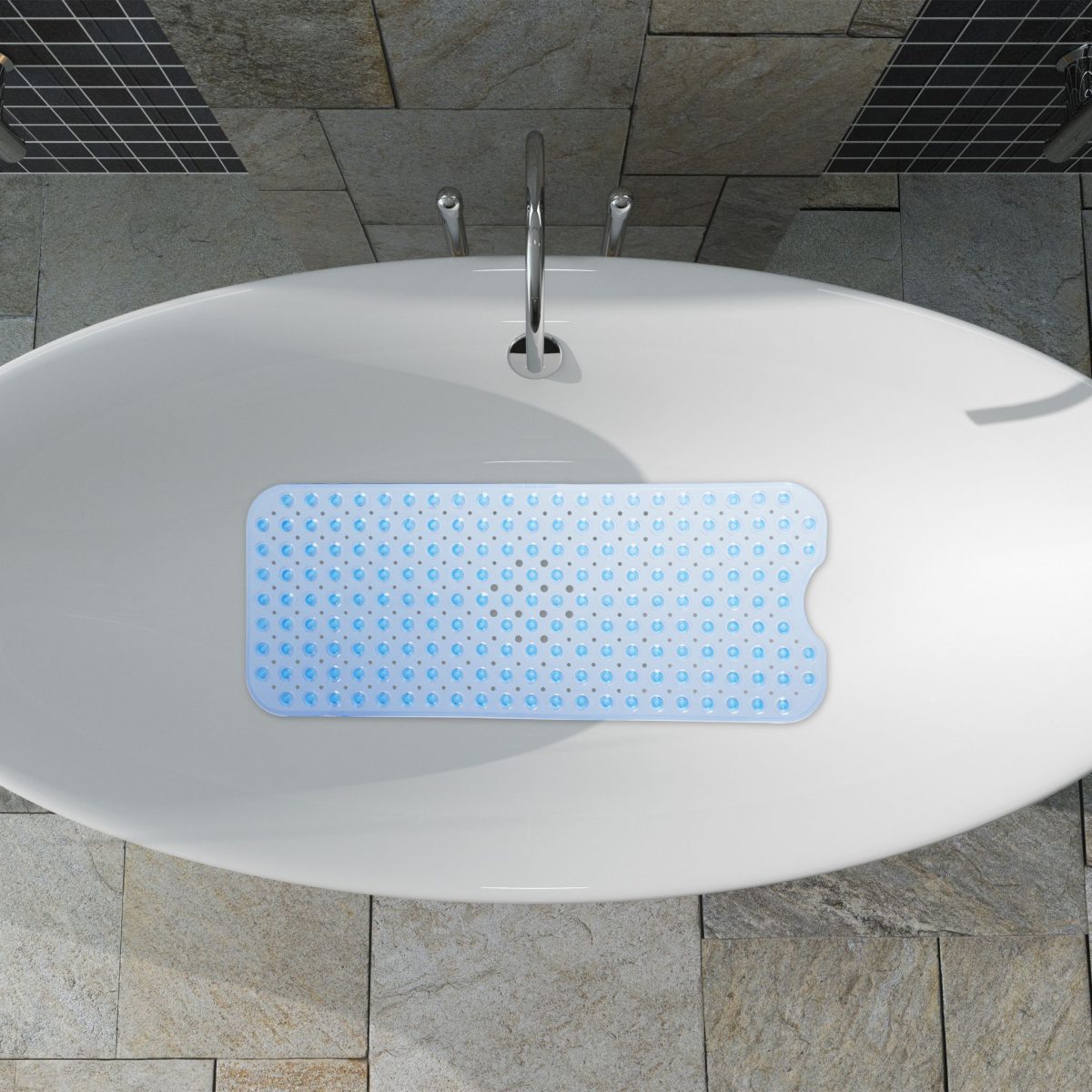 Covoras antiderapant pentru cada XXL,  0,7 x 97 x 39 cm, albastru deschis - imagine 7