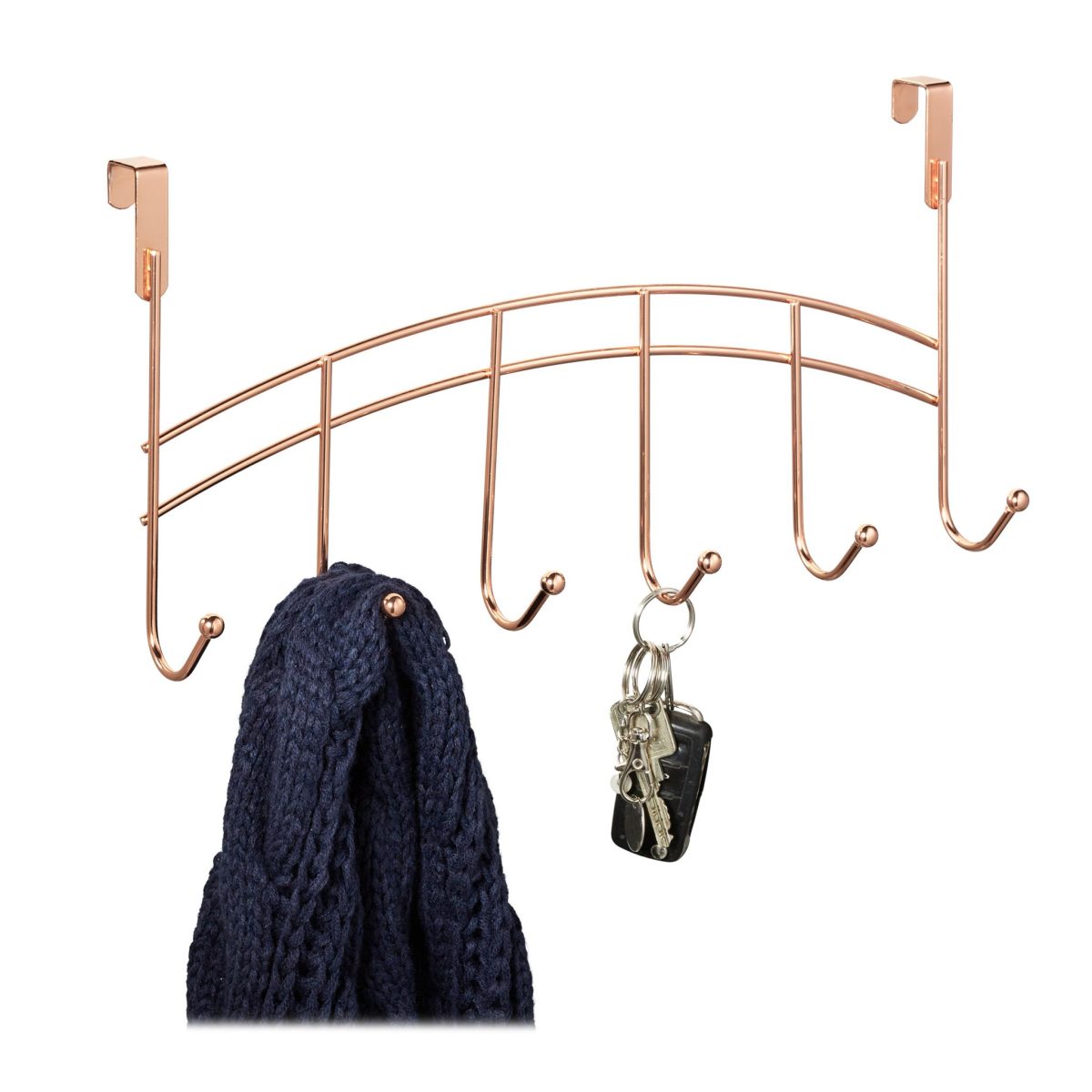 Cuier metalic versatil, cu 6 carlige, 20x40x9 cm, cupru - imagine 8
