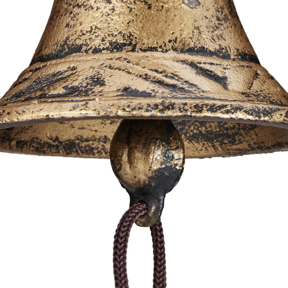 Sonerie decorativa bufnita, din fonta si tesatura, cu snur, auriu/maro, 26,5 x 19 x 11 cm - imagine 7