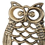 Sonerie decorativa bufnita, din fonta si tesatura, cu snur, auriu/maro, 26,5 x 19 x 11 cm - imagine 8