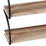 Raft de perete, 2 rafturi, 17 x 22 x 7 cm, din MDF si fier, negru/natur - imagine 6