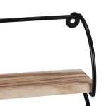 Raft de perete, 2 rafturi, 17 x 22 x 7 cm, din MDF si fier, negru/natur - imagine 7