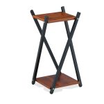 Stand de flori din lemn/otel cu 2 etajere, 57 x 29 x 29 cm, negru/maro - imagine 7