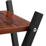 Stand de flori din lemn/otel cu 2 etajere, 57 x 29 x 29 cm, negru/maro - imagine 4