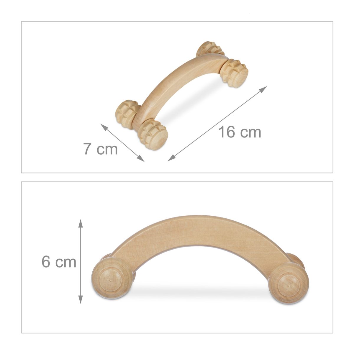 Set masaj, 2 piese, lemn, natur, 6 x 16 x 7 cm - imagine 4