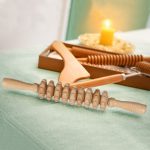 Roller pentru masaj, lemn, tonifiere musculara, de relaxare, natur, 5 x 38 x 5 cm - imagine 5