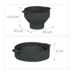 Recipient pliabil din silicon pentru popcorn la microunde, capac si manere, negru, 14,5 x 26 x 20 cm - imagine 6