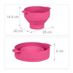 Recipient pliabil din silicon pentru popcorn la microunde, capac si manere, roz, 14,5 x 26 x 20 cm - imagine 4