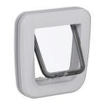 Usa batanta pentru animale de companie, cu tunel din plastic, blocabil, alb/transparent, 25 x 24 cm