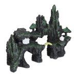 Decor acvariu, design stanca cu temple si pod, 16,5 x 22 x 8 cm, antracit/gri