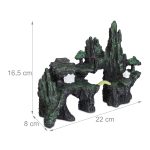Decor acvariu, design stanca cu temple si pod, 16,5 x 22 x 8 cm, antracit/gri - imagine 4