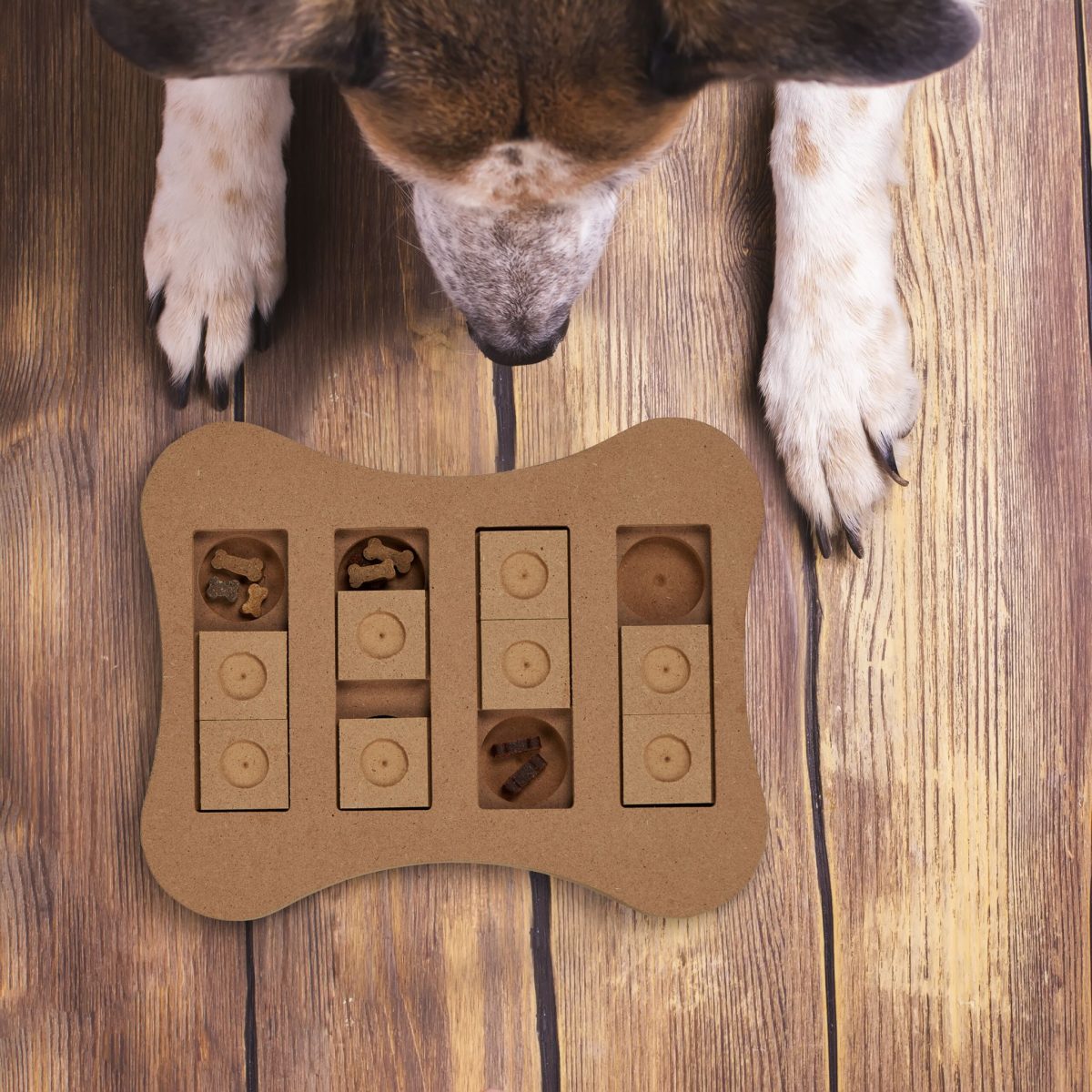 Jucarie interactiva pentru caini, MDF, 2,5 x 24,5 x 20 cm, maro - imagine 7