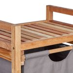 Raft pentru baie, lemn/bumbac, 3 sertare, manere, maro/gri, 96 x 43,5 x 33,5 cm - imagine 7