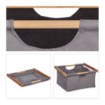 Raft pentru baie, lemn/bumbac, 3 sertare, manere, maro/gri, 96 x 43,5 x 33,5 cm - imagine 8