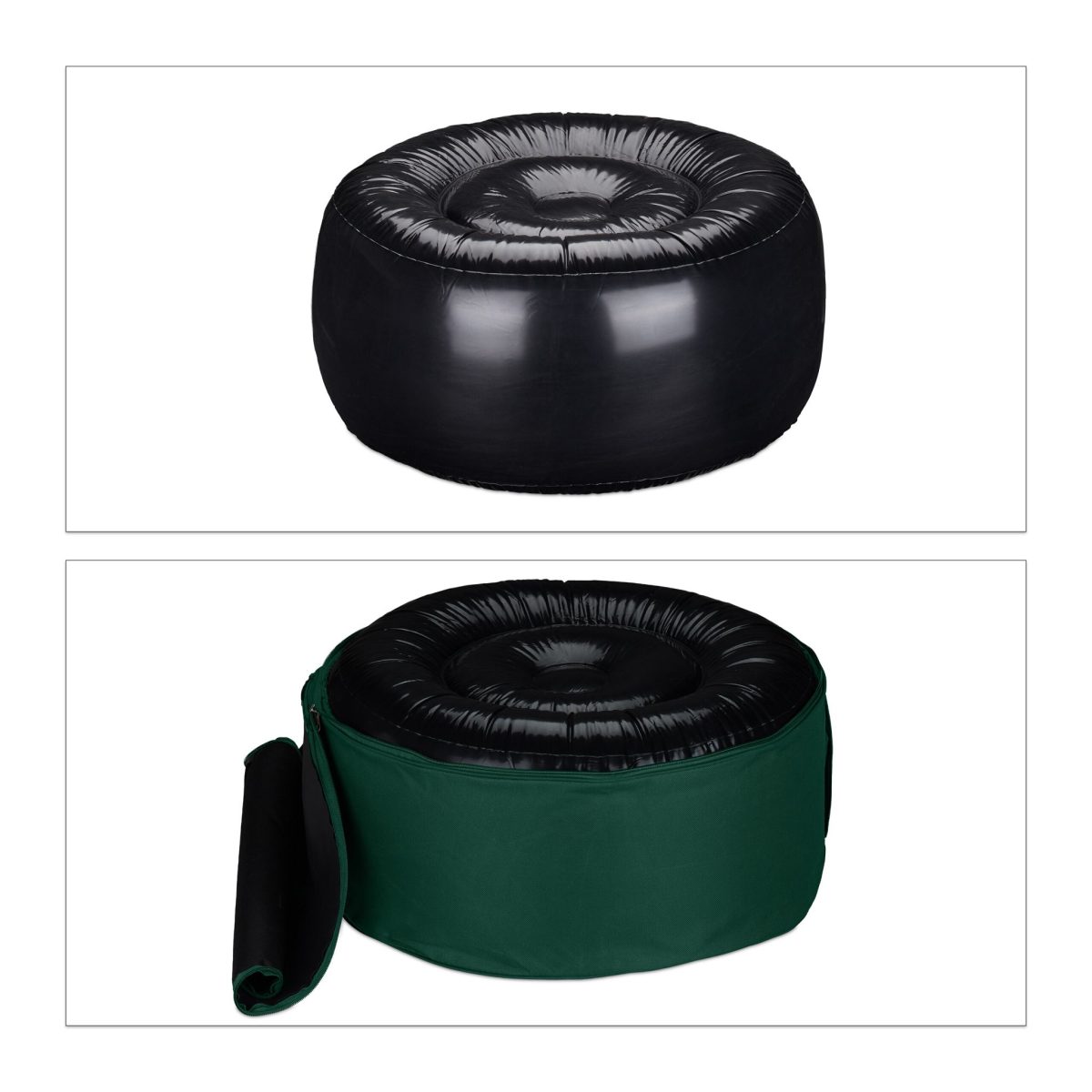Scaun gonflabil pentru gradina/camping , poliester, PVC, verde,  26 x 56 cm - imagine 6