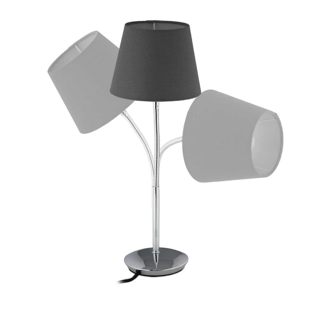 Lampa de birou, cadru flexibil, design atemporal, E14, abajur din material textil, 47 x 17 cm, gri - imagine 6
