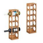 Suport sticle de vin, din bambus, 2 bucati, natur, 53 x 14 x 12 cm