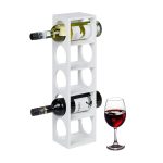 Suport sticle de vin, din bambus, 5 sticle, alb, 53 x 14 x 12 cm