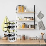 Suport sticle de vin, din bambus, 5 sticle, alb, 53 x 14 x 12 cm - imagine 2