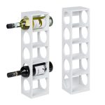 Suport sticle de vin, din bambus, 2 bucati, alb, 53 x 14 x 12 cm, Relaxdays