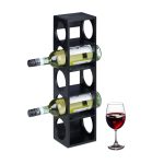 Suport sticle de vin, din bambus, 5 sticle, negru, 53 x 14 x 12 cm