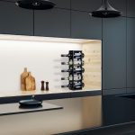 Suport sticle de vin, din bambus, 5 sticle, negru, 53 x 14 x 12 cm - imagine 2