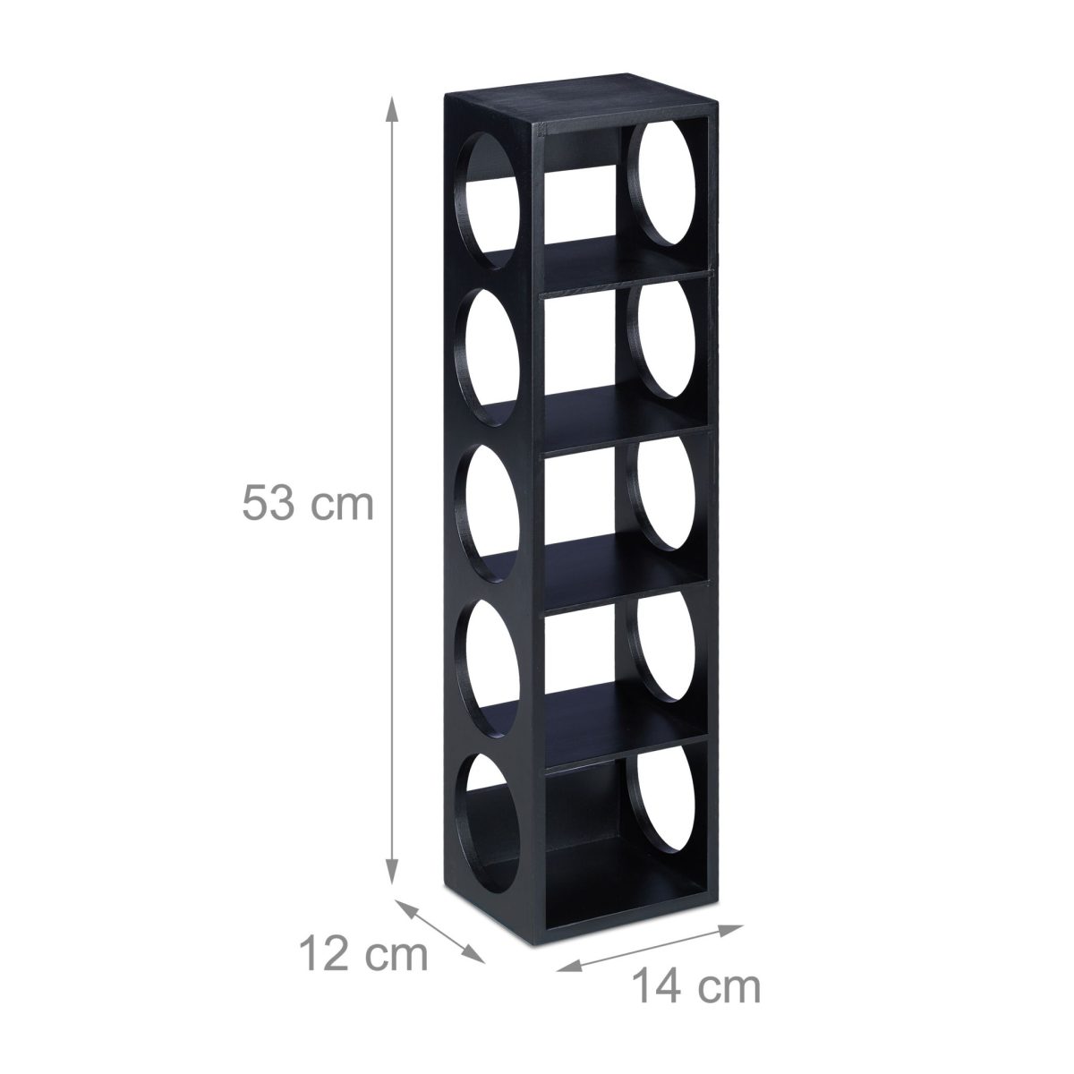 Suport sticle de vin, din bambus, 5 sticle, negru, 53 x 14 x 12 cm - imagine 4