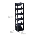 Suport sticle de vin, din bambus, 5 sticle, negru, 53 x 14 x 12 cm - imagine 4
