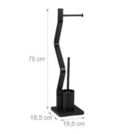Suport pentru hartie igienica cu perie de toaleta 2 in 1, MDF/otel, 75 x 18,5 x 18,5 cm, negru - imagine 9