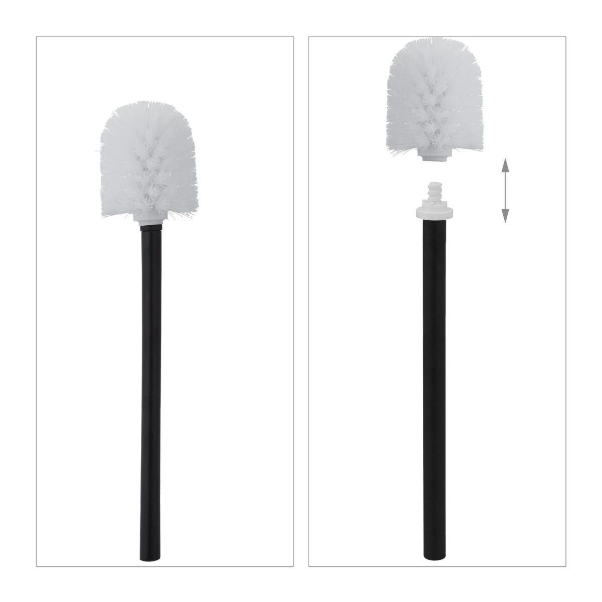 Suport pentru hartie igienica cu perie de toaleta 2 in 1, MDF/otel, 75 x 18,5 x 18,5 cm, negru - imagine 6