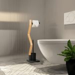 Suport pentru hartie igienica cu perie de toaleta 2 in 1, MDF/otel, 75 x 18,5 x 18,5 cm, nrgtu/maro - imagine 4