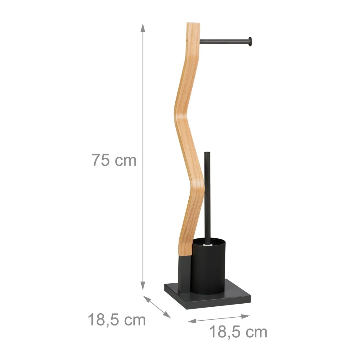 Suport pentru hartie igienica cu perie de toaleta 2 in 1, MDF/otel, 75 x 18,5 x 18,5 cm, nrgtu/maro - imagine 6