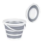 Galeata pliabila din plastic, pentru casa/camping, 10 L, 25 x 34,5 x 33 cm, gri/alb