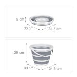 Galeata pliabila din plastic, pentru casa/camping, 10 L, 25 x 34,5 x 33 cm, gri/alb - imagine 5