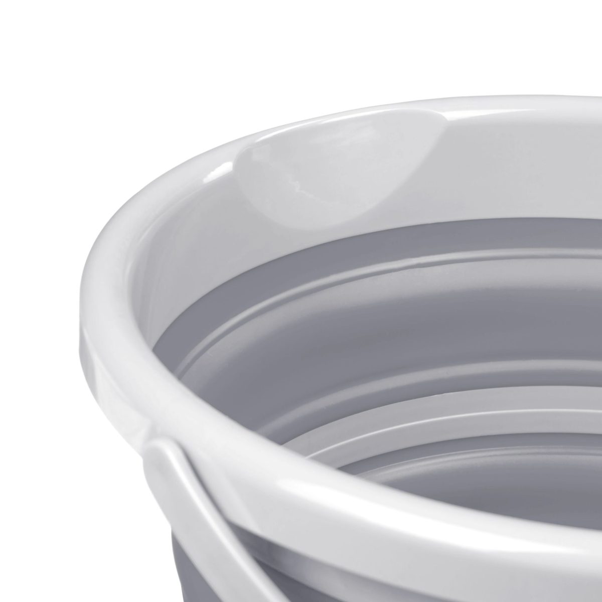 Galeata pliabila din plastic, pentru casa/camping, 10 L, 25 x 34,5 x 33 cm, gri/alb - imagine 2