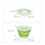 Galeata pliabila din plastic, pentru casa/camping, 5L, 20 x 26 x 25 cm, verde/alb (copiază) - imagine 2
