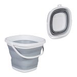 Galeata pliabila din plastic, pentru casa/camping, 10L, 24 x 31 x 30,5 cm, gri/alb