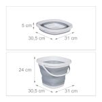 Galeata pliabila din plastic, pentru casa/camping, 10L, 24 x 31 x 30,5 cm, gri/alb - imagine 5