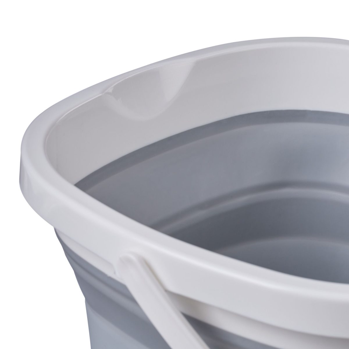 Galeata pliabila din plastic, pentru casa/camping, 10L, 24 x 31 x 30,5 cm, gri/alb - imagine 2