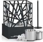 Semineu mobil cu bioetanol , otel, 20.7 x 20.7 x 29.5 cm, negru