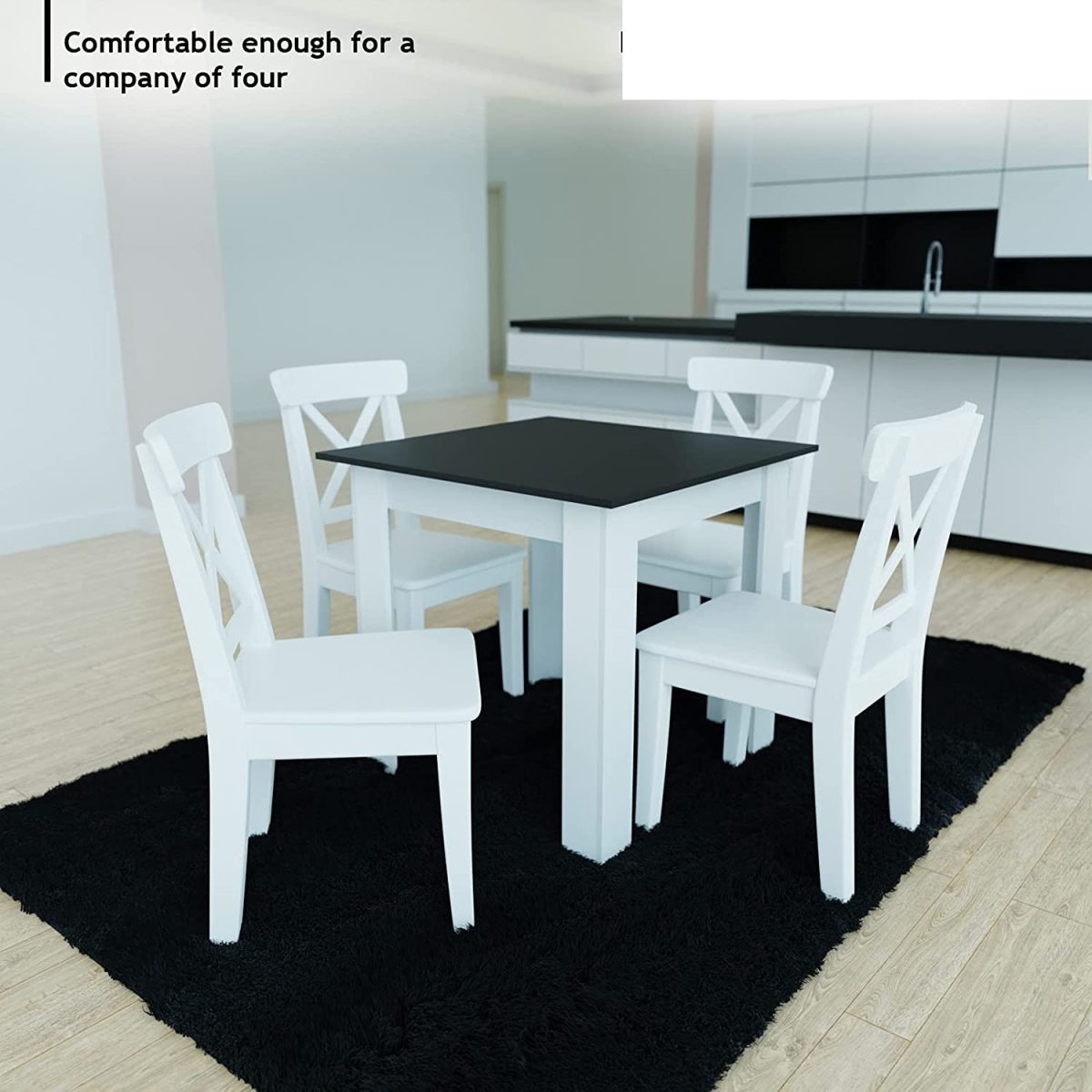 Masa cafea, patrata, lemn/MDF, alb, 80 x 80 x 76,5 cm - imagine 8