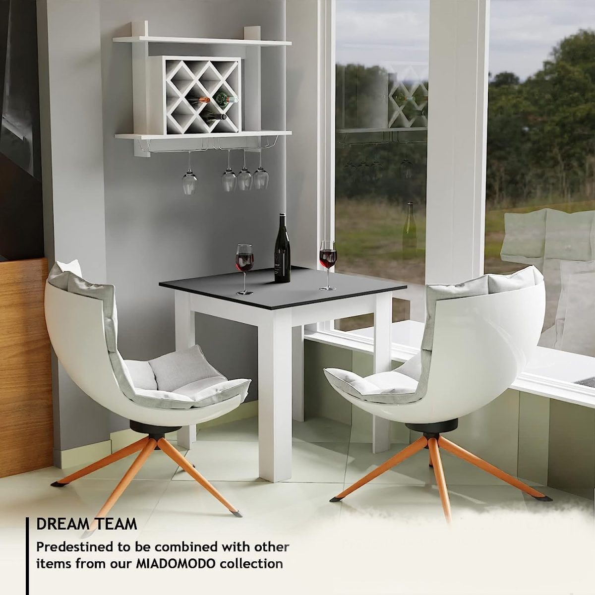 Masa cafea, patrata, lemn/MDF, alb, 80 x 80 x 76,5 cm - imagine 4
