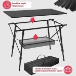 Masa pliabila gradina,Kraftpunkt,spatiu depozitare, geanta transport, inaltime reglabila, 90 x 45 cm, aluminiu, negru - imagine 4