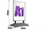 Panou publicitar dublu, prevazut cu 2 rame click, 115x64x35 cm, aluminiu, gri - imagine 5