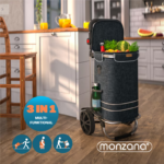 Cărucior cumpărături pliabil din aluminiu, 56L, cu geantă termo și mâner reglabil – Negru - imagine 7