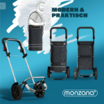 Cărucior cumpărături pliabil din aluminiu, 56L, cu geantă termo și mâner reglabil – Negru - imagine 6
