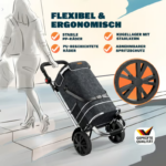 Cărucior cumpărături pliabil din aluminiu, 56L, cu geantă termo și mâner reglabil – Negru - imagine 5