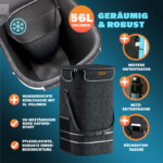 Cărucior cumpărături pliabil din aluminiu, 56L, cu geantă termo și mâner reglabil – Negru - imagine 4