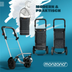 Cărucior cumpărături pliabil din aluminiu, 56L, cu geantă termo și mâner reglabil – Negru - imagine 3